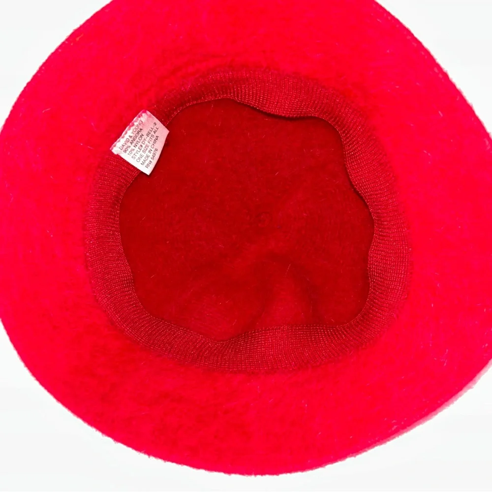 David & Young Angora Elegant Red Women's Winter Warm‎ Bucket Hat OS